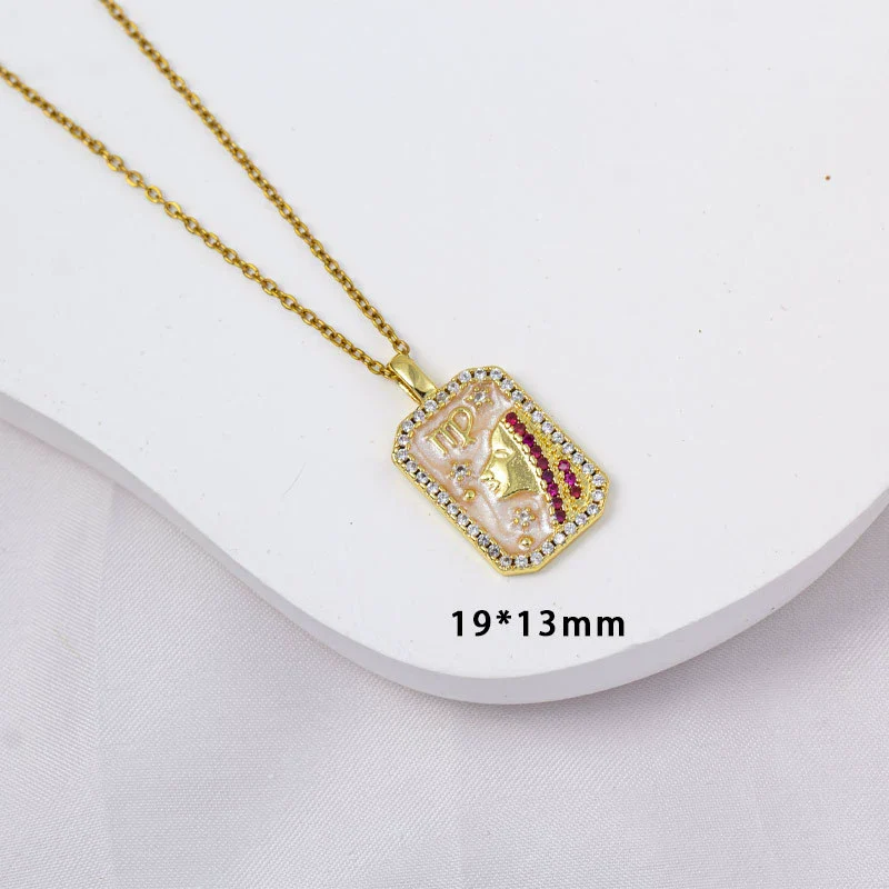 Wholesale Constellation Pendant Necklace Oildrip Copper O Word Chain Jewelry - Image 23