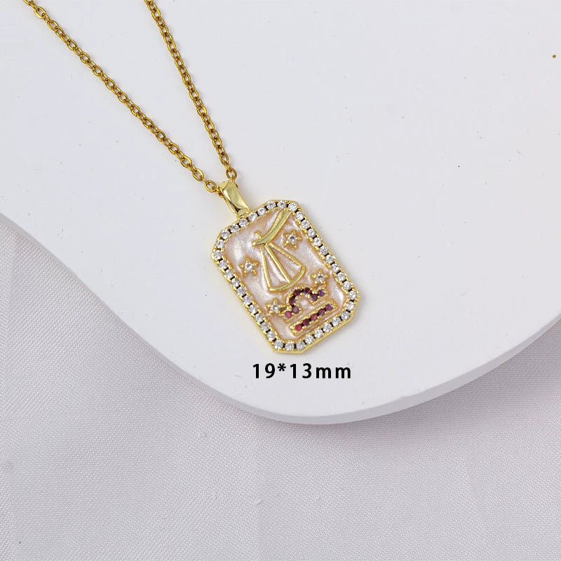 Wholesale Constellation Pendant Necklace Oildrip Copper O Word Chain Jewelry - Image 24