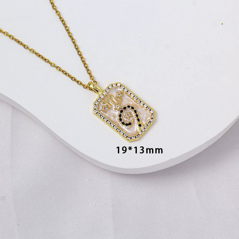 Wholesale Constellation Pendant Necklace Oildrip Copper O Word Chain Jewelry - Image 25