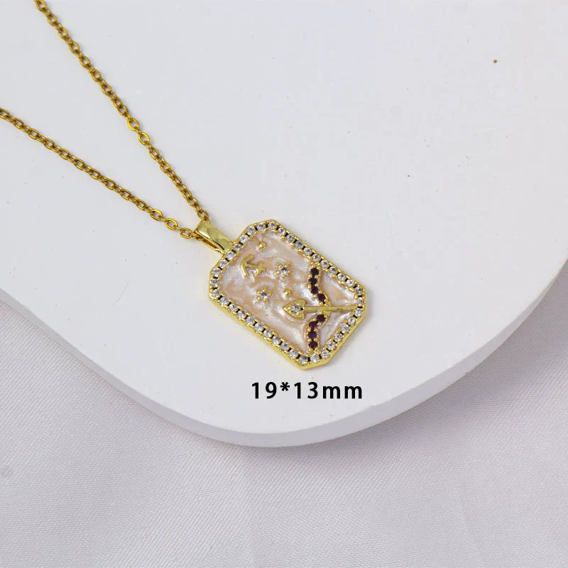 Wholesale Constellation Pendant Necklace Oildrip Copper O Word Chain Jewelry - Image 26