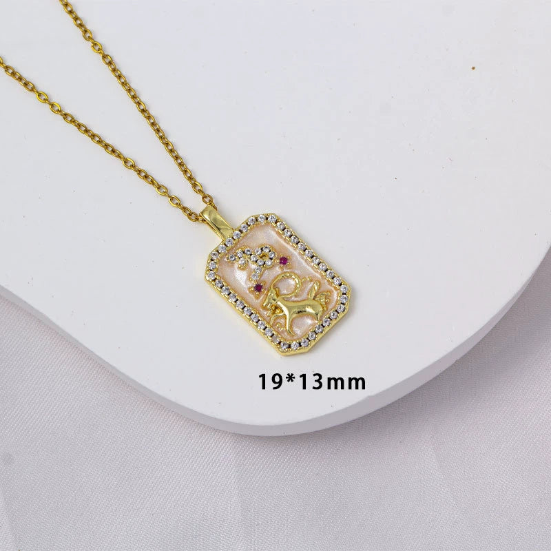 Wholesale Constellation Pendant Necklace Oildrip Copper O Word Chain Jewelry - Image 27
