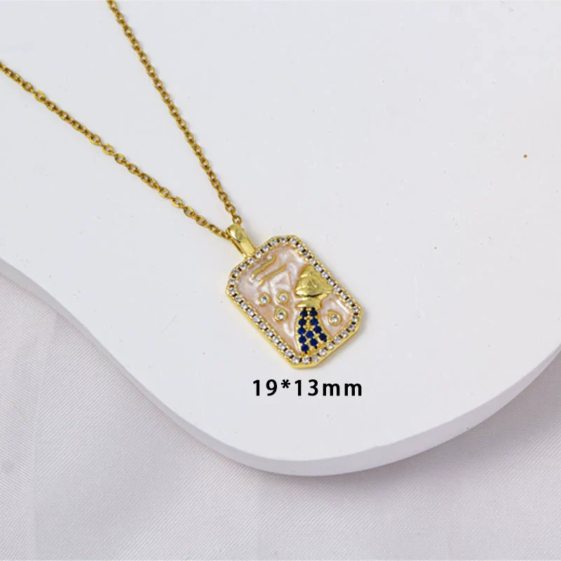 Wholesale Constellation Pendant Necklace Oildrip Copper O Word Chain Jewelry - Image 28