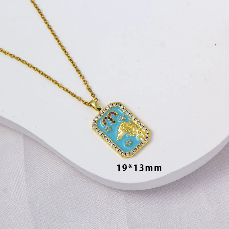 Wholesale Constellation Pendant Necklace Oildrip Copper O Word Chain Jewelry - Image 3