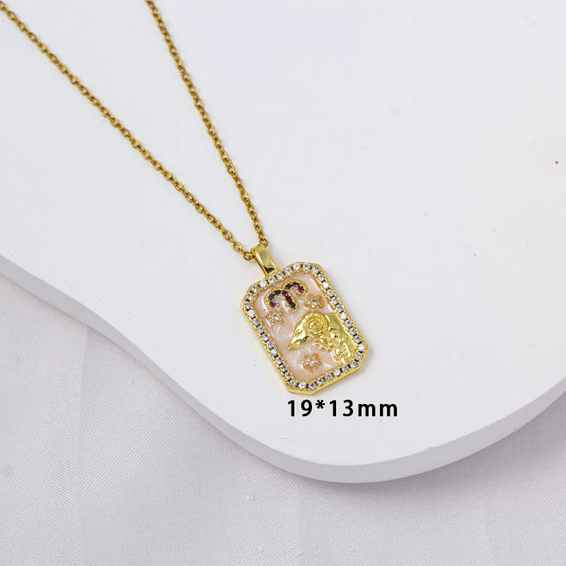 Wholesale Constellation Pendant Necklace Oildrip Copper O Word Chain Jewelry - Image 4