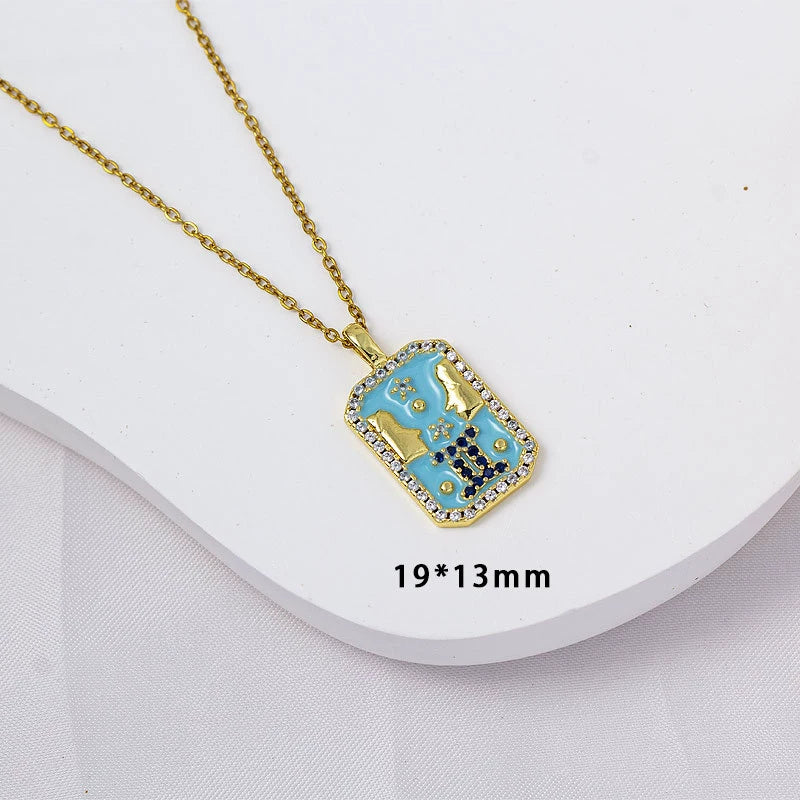 Wholesale Constellation Pendant Necklace Oildrip Copper O Word Chain Jewelry - Image 8
