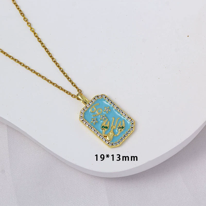 Wholesale Constellation Pendant Necklace Oildrip Copper O Word Chain Jewelry - Image 9