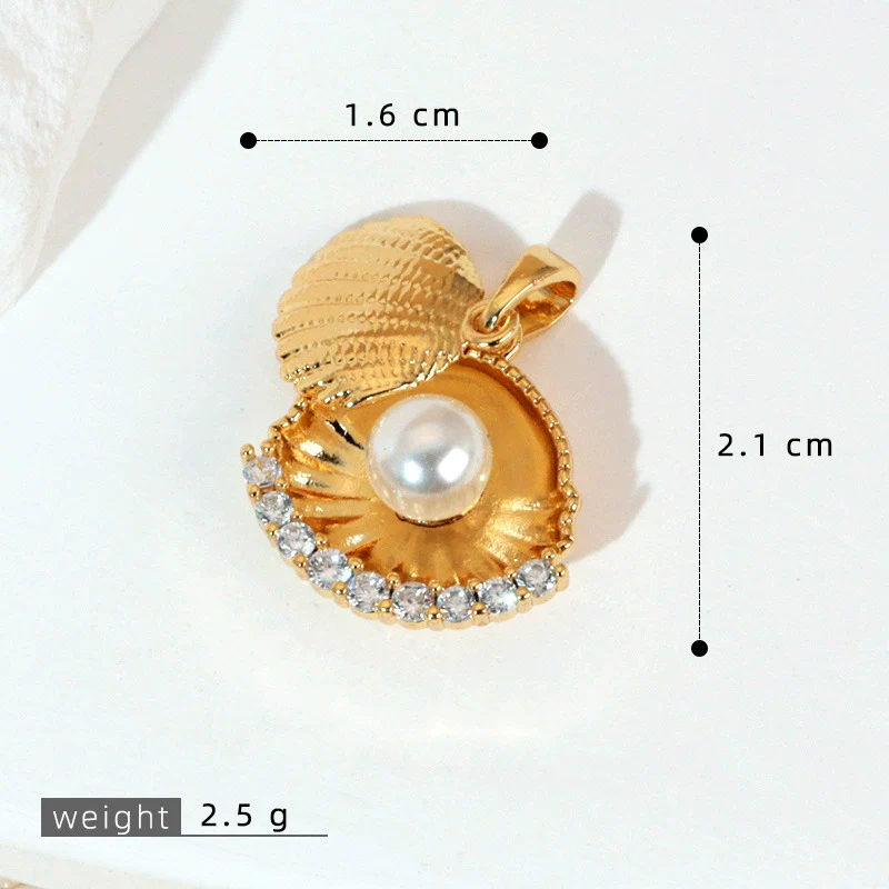 Wholesale Copper Accessories With Marine Shell Beads Micro Inlaid Hollow Pendant Necklace Earring Electroplating Simple Animal Design - Image 9