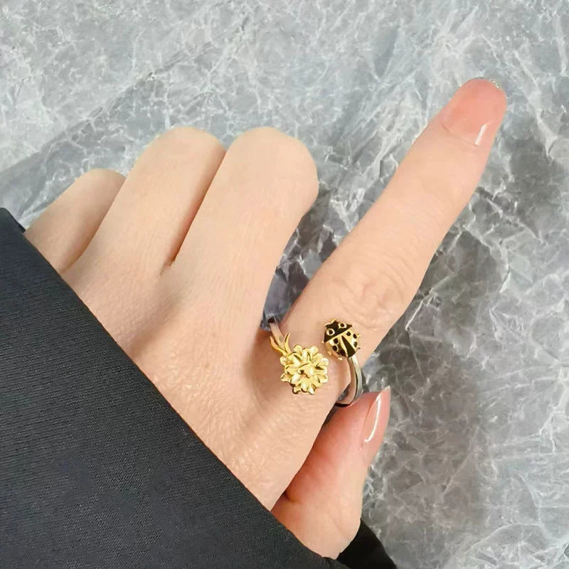 Wholesale Copper Animal Style Geometric Rotating Opening Antipressure Ring For Women With Electroplating Treatment - Image 2