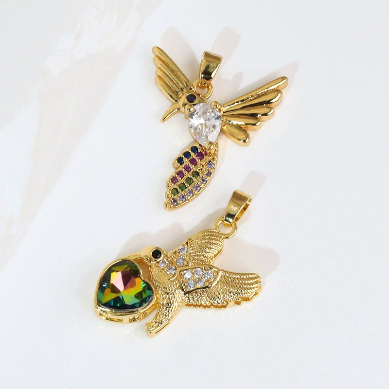 Wholesale Copper Animal Zodiac Style Electroplated Diy Handmade Angel Wings Bird Accessories Pendant For Bracelet And Necklace - Image 3