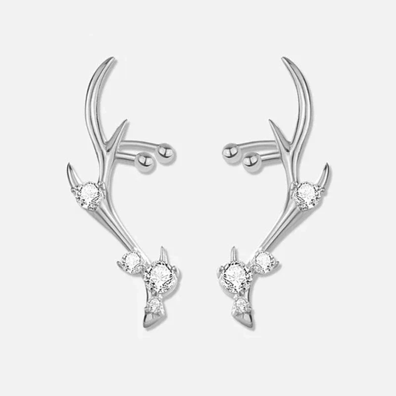 Wholesale Copper Antler Earrings For Women Inlaid With Zirconia Geometric Animal Zodiac Style Jewelry - Image 2