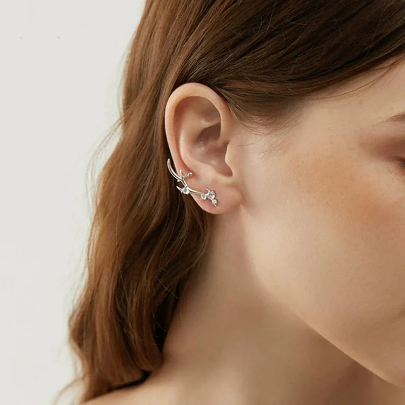 Wholesale Copper Antler Earrings For Women Inlaid With Zirconia Geometric Animal Zodiac Style Jewelry - Image 3