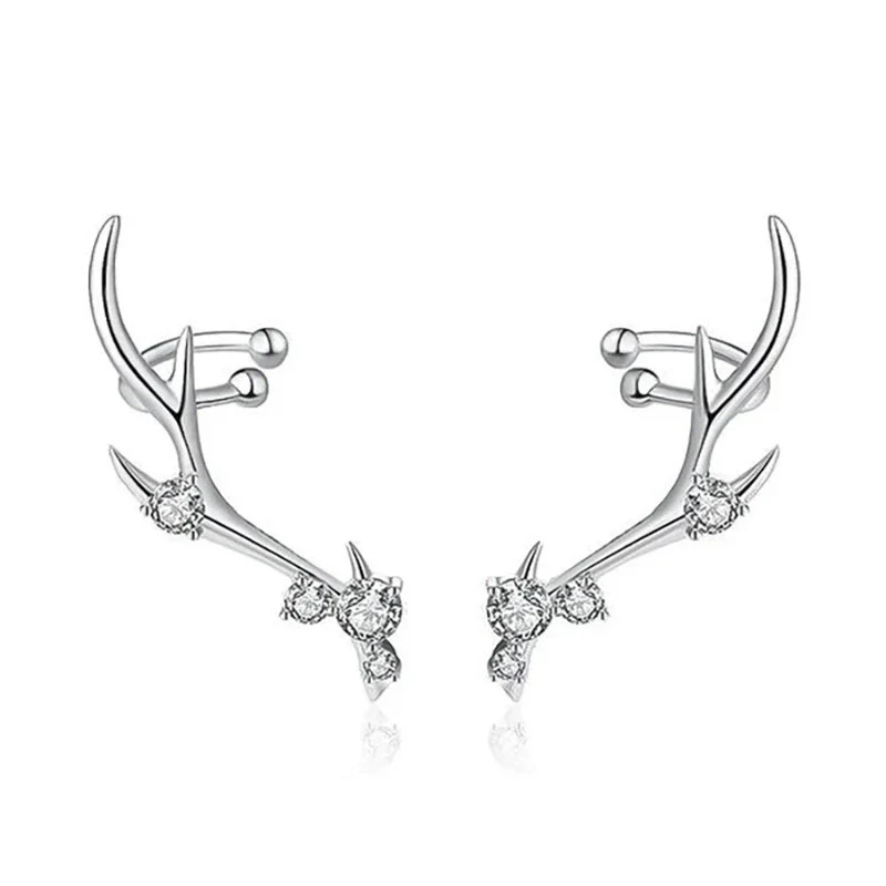 Wholesale Copper Antler Earrings For Women Inlaid With Zirconia Geometric Animal Zodiac Style Jewelry - Image 5