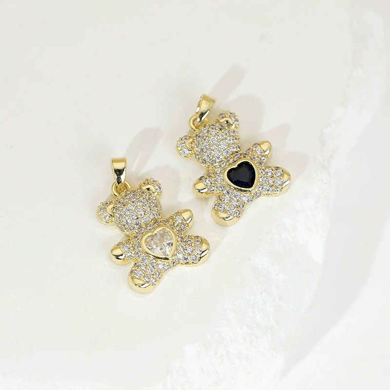 Wholesale Copper Bear Pendant Earrings Jewelry Accessories With Microinlaid Zircon And Electroplating In Cartoon And Animal Style - Image 3