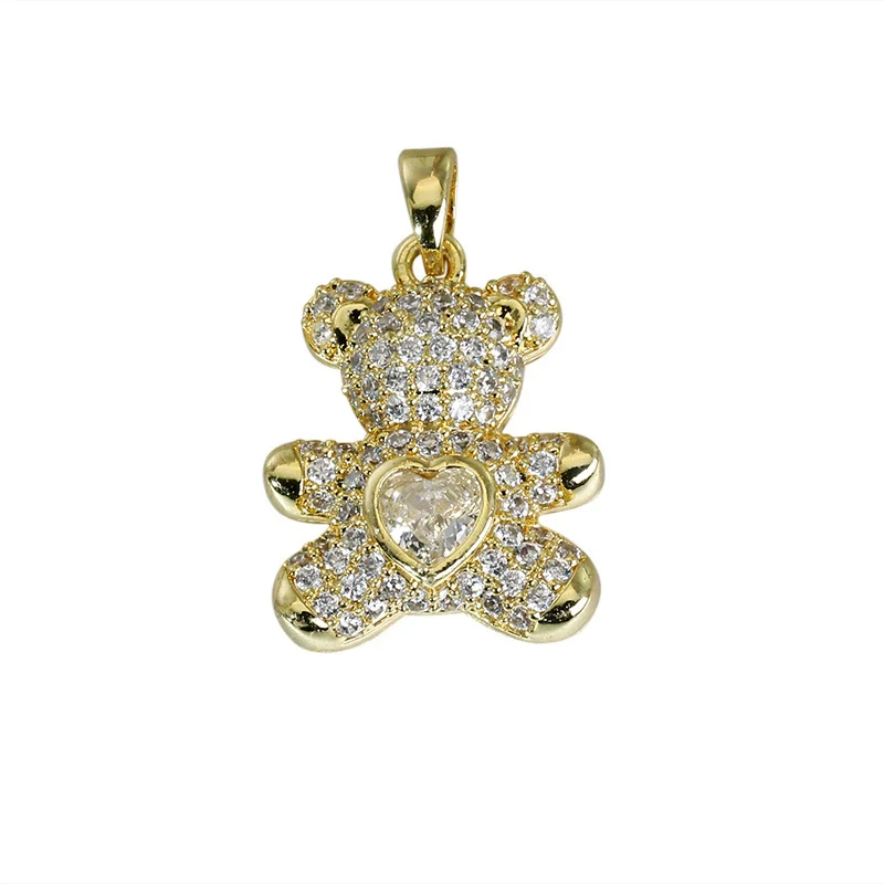 Wholesale Copper Bear Pendant Earrings Jewelry Accessories With Microinlaid Zircon And Electroplating In Cartoon And Animal Style - Image 5