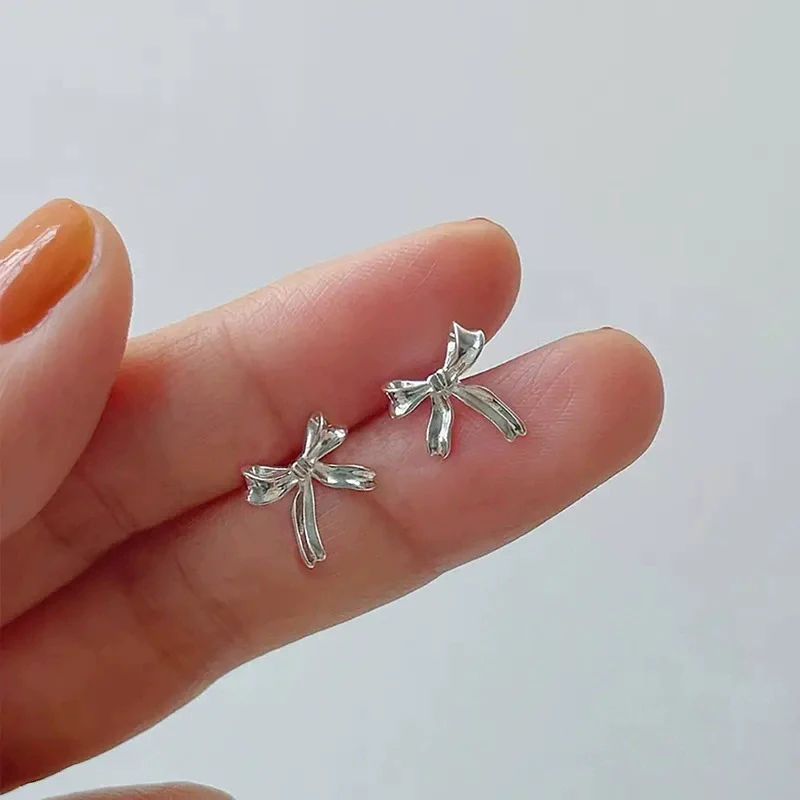 Wholesale Copper Bow Earrings For Women Sweet Style Electroplated Jewelry - Image 2