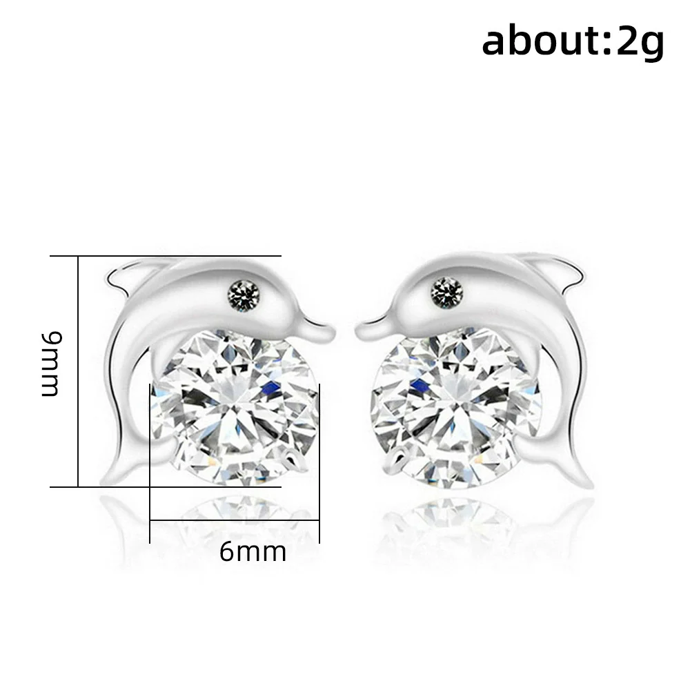 Wholesale Copper Dolphin Microinlaid Zircon Earrings With Animal Pattern - Image 5