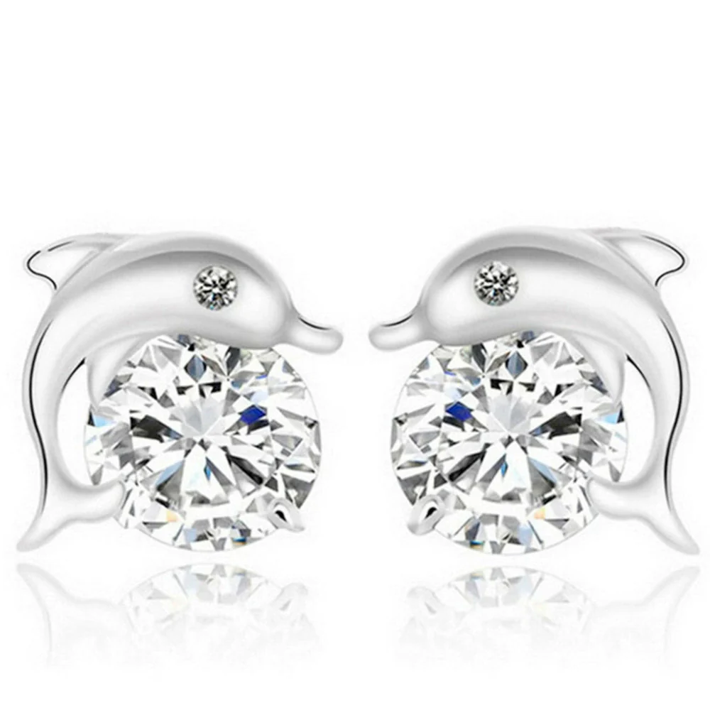 Wholesale Copper Dolphin Microinlaid Zircon Earrings With Animal Pattern - Image 6