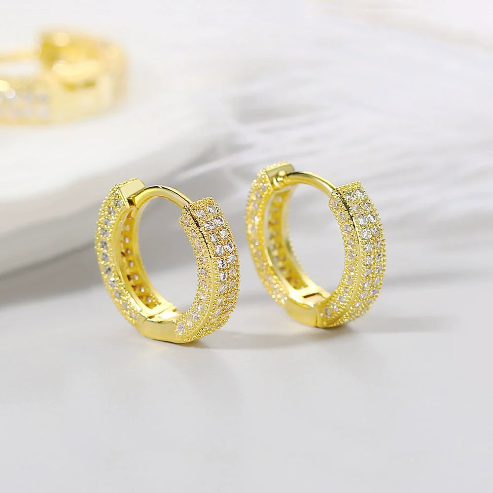 Wholesale Copper Ear Buckle With Real Gold Plating Light Luxury Style Zircon Micro Inlay Round Design For Women - Image 2