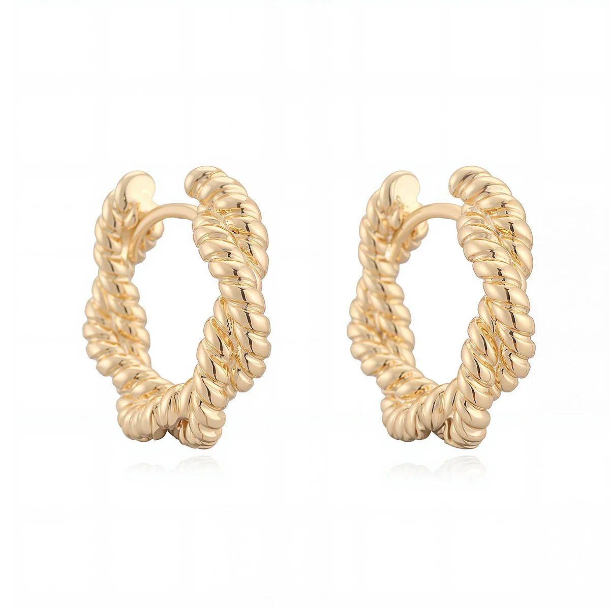 Wholesale Copper Electroplated 18K Gold Geometric Twisted Retro Earrings For Women - Image 6
