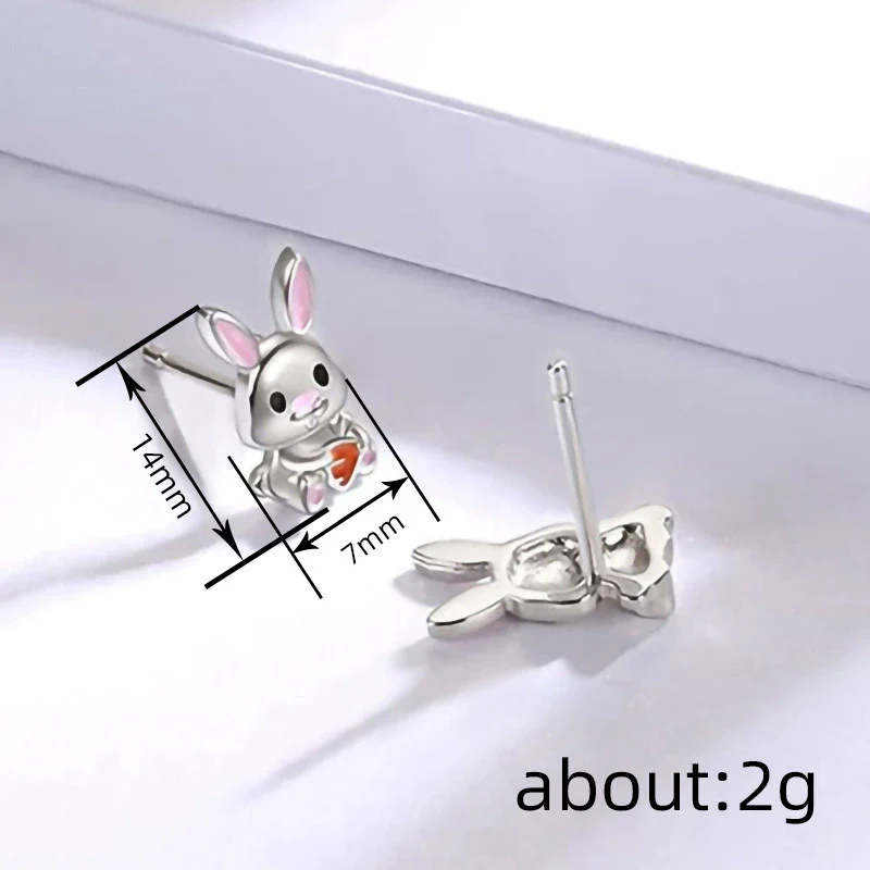 Wholesale Copper Electroplated Bunny And Carrot Earrings For Women In Creamy Sweet Girl Style - Image 4