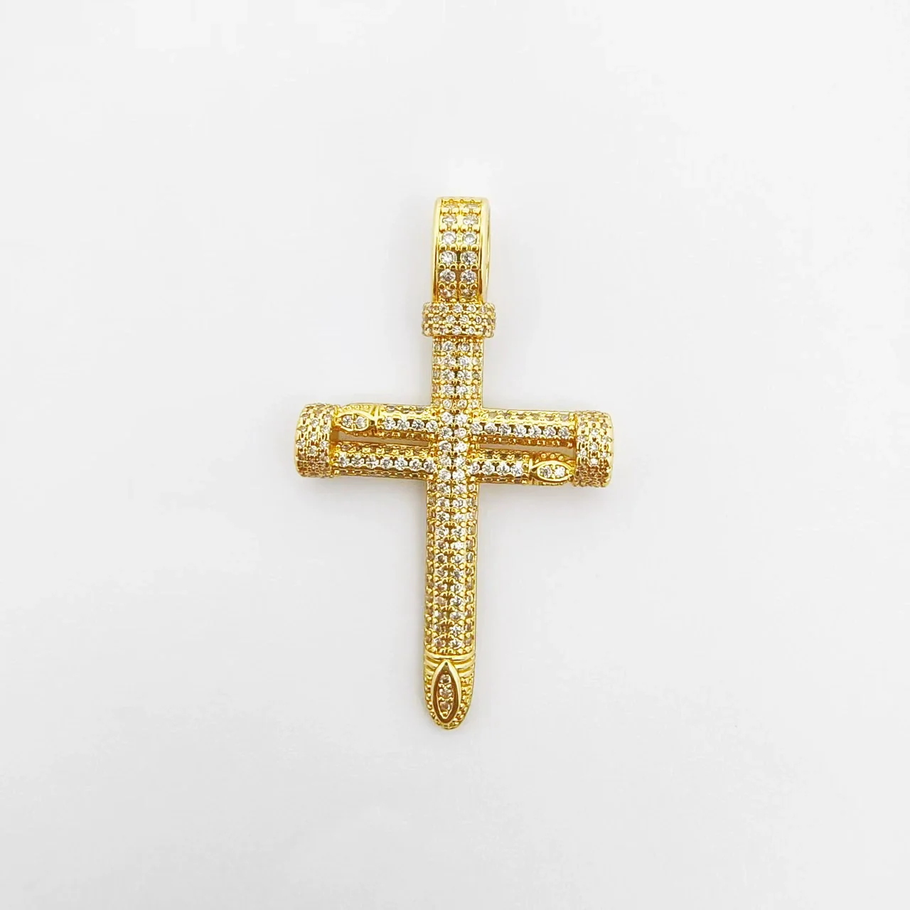 Wholesale Copper Electroplated Cross Pendant Necklace With Microinlaid Zircon And Pearl Hollow Design Jewelry Accessories - Image 9