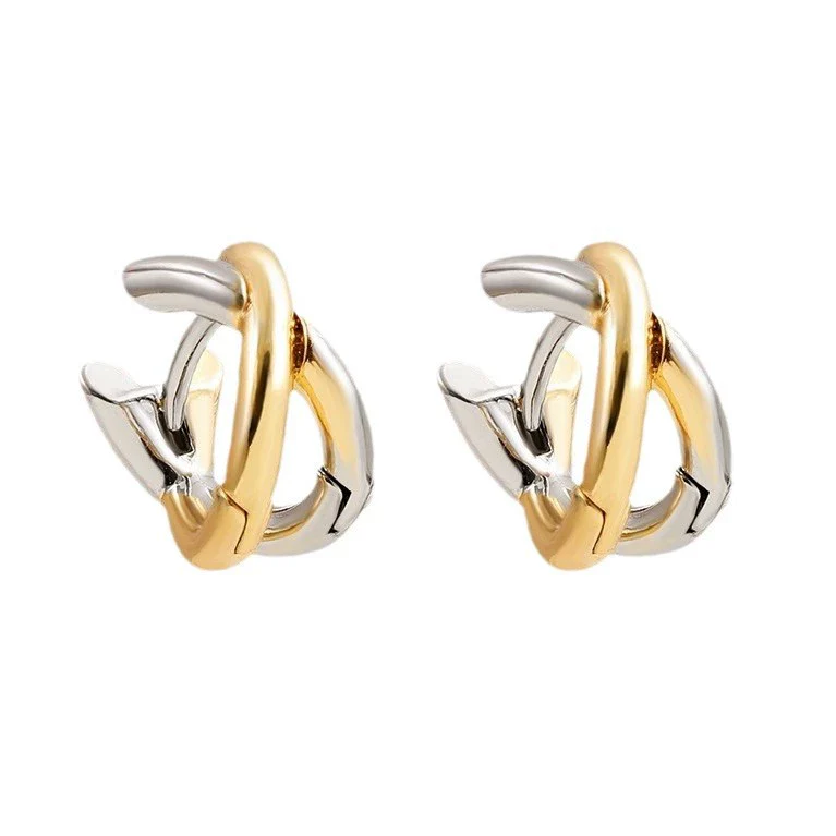 Wholesale Copper Electroplated Geometric Hoop And Cross Earrings For Women - Image 5