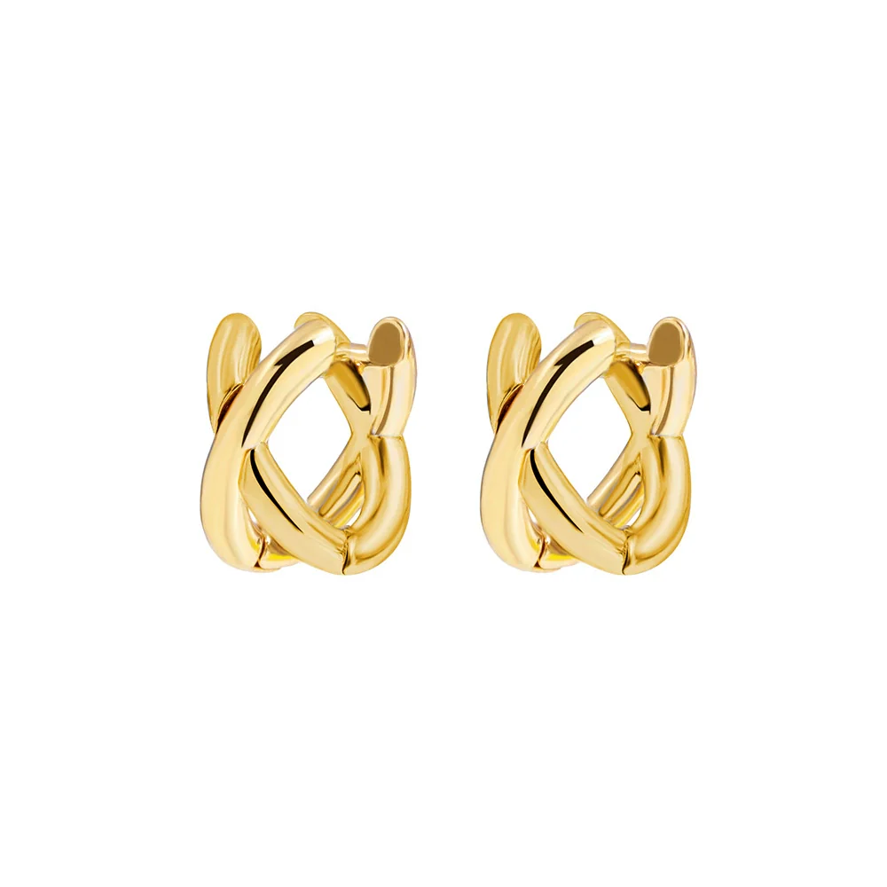 Wholesale Copper Electroplated Geometric Hoop And Cross Earrings For Women - Image 7