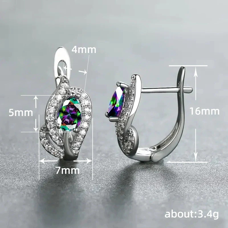Wholesale Copper Elegant Geometric Inlaid Zircon Dropshaped Leaf Seaweed Flower Earrings For Women - Image 5