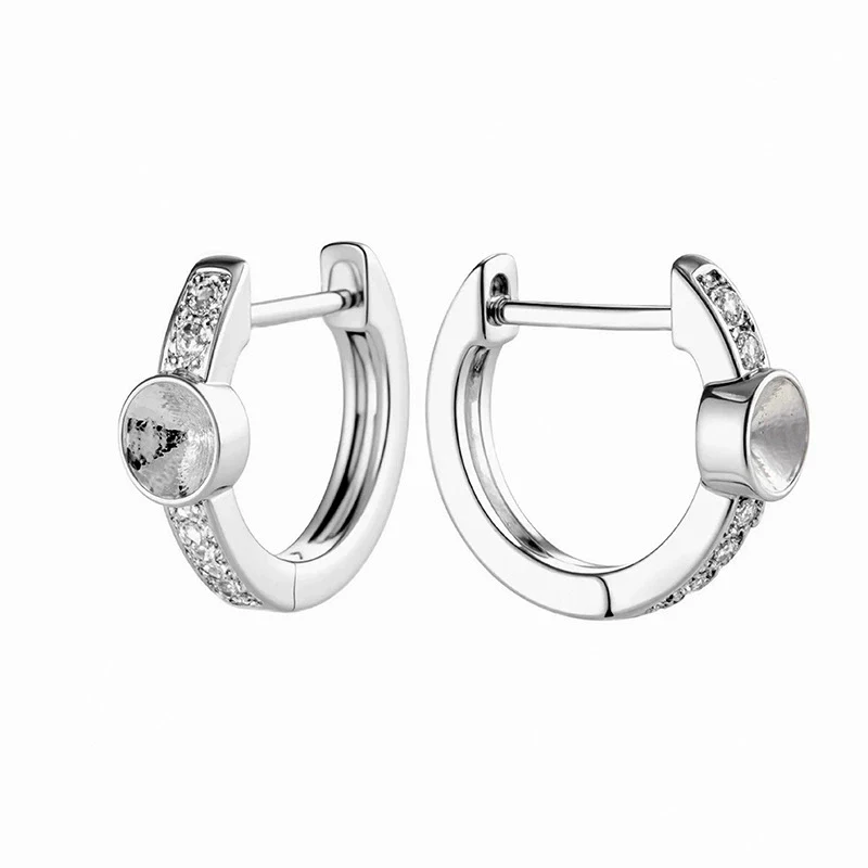 Wholesale Copper Fashion Minimalist Inlaid Zircon Earring Accessories With Drilling Position Empty Holder And Straight Needle Ear Buckle - Image 2
