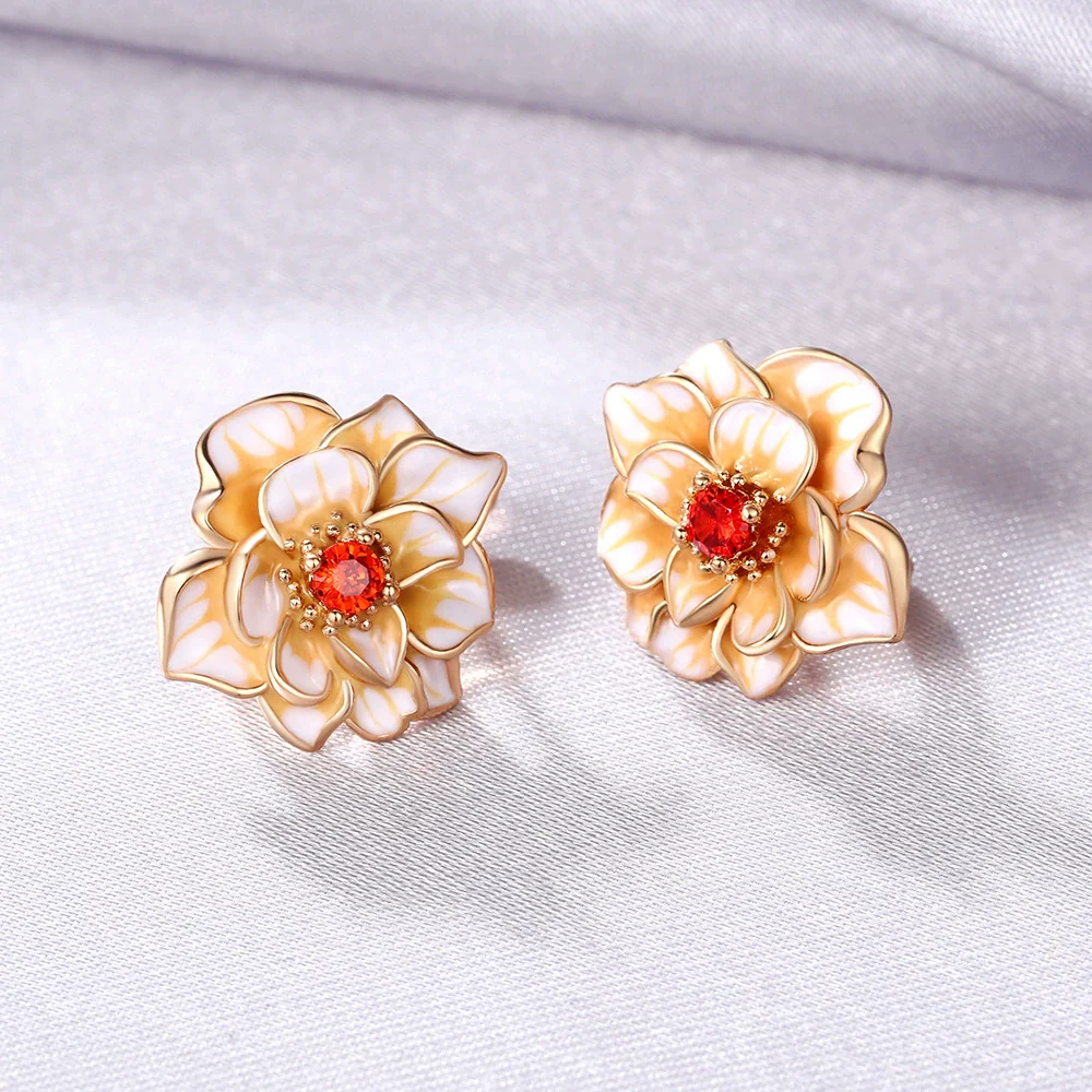 Wholesale Copper Flower Earrings Pastoral Style - Image 2