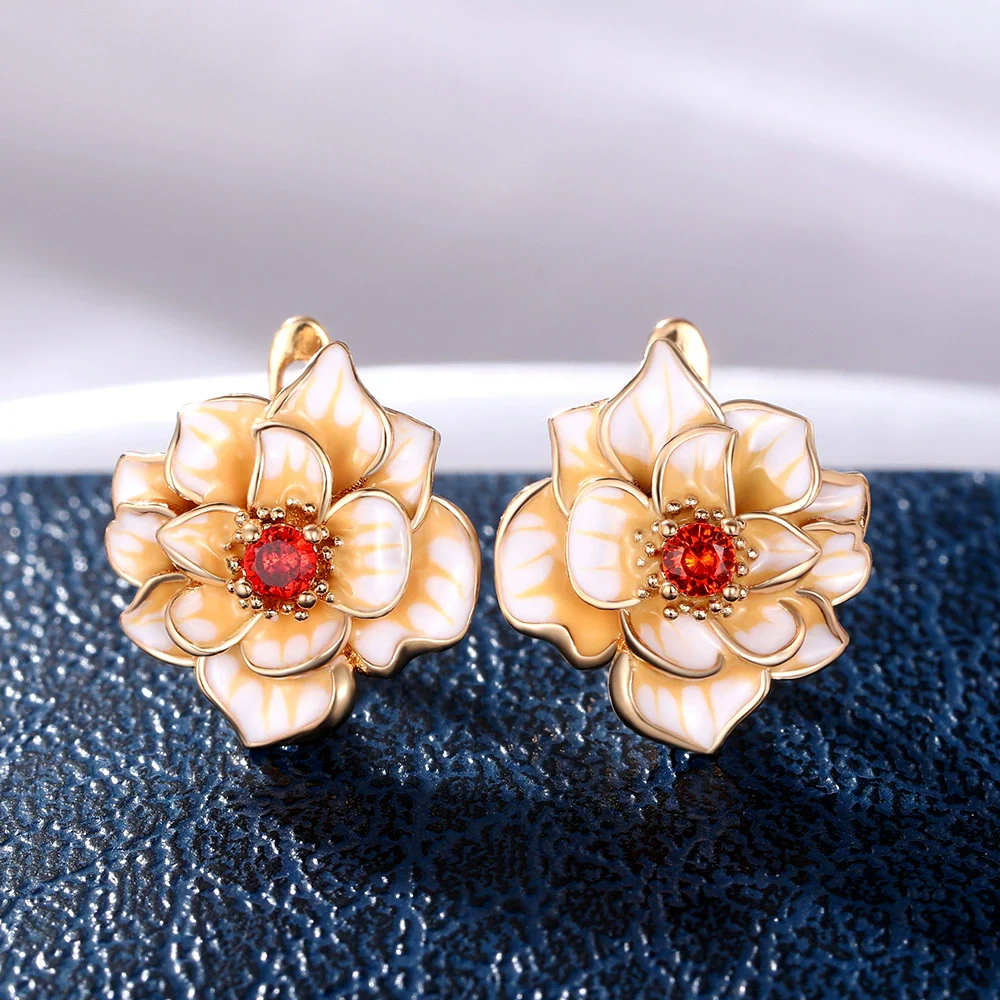 Wholesale Copper Flower Earrings Pastoral Style - Image 4