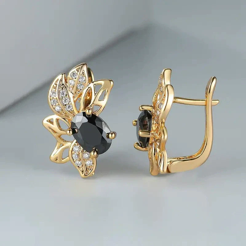 Wholesale Copper Flower Inlaid Zircon Earrings For Women - Image 2