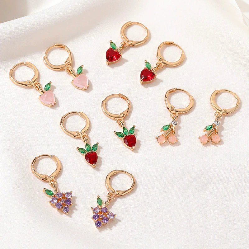 Wholesale Copper Fruit Zirconia Earrings For Women - Image 2