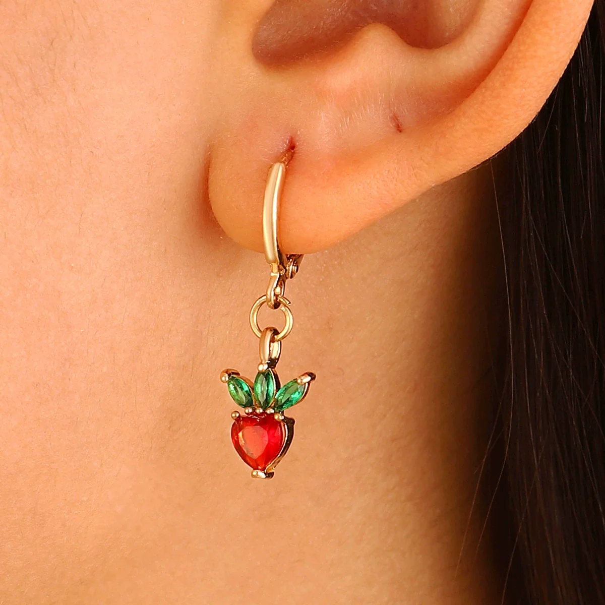 Wholesale Copper Fruit Zirconia Earrings For Women - Image 3