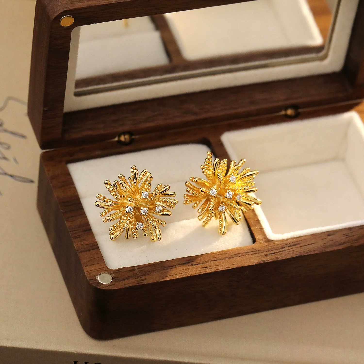 Wholesale Copper Geometric Dandelion Earrings Retro Elegant Electroplating For Women - Image 3