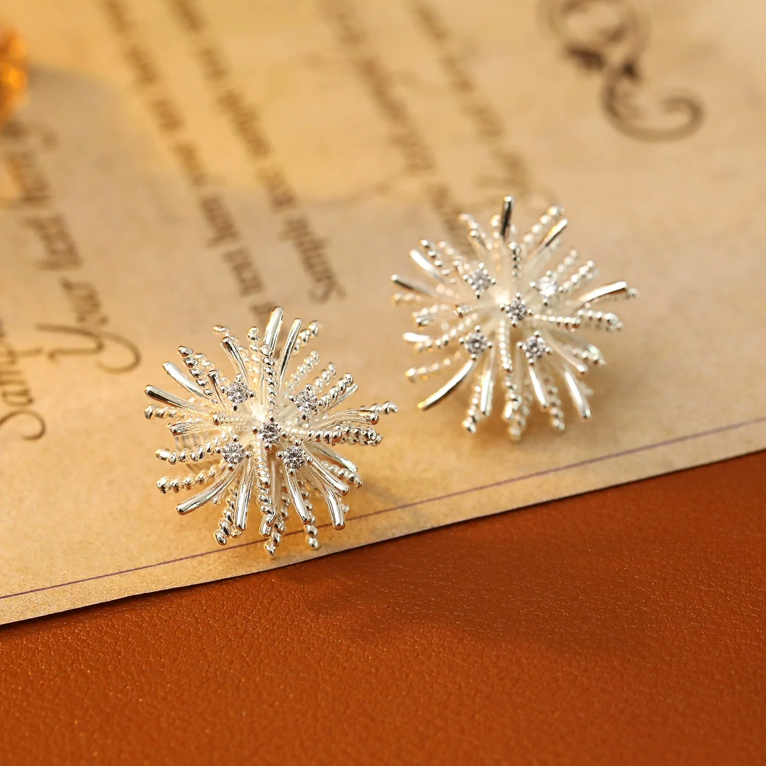 Wholesale Copper Geometric Dandelion Earrings Retro Elegant Electroplating For Women - Image 6