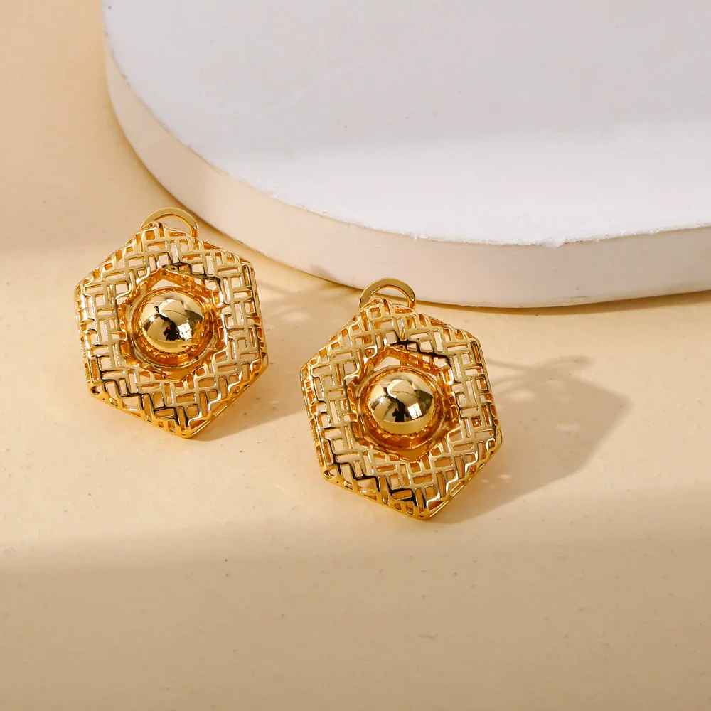 Wholesale Copper Geometric Irregular Cut Out Earrings With Electroplating Treatment - Image 2