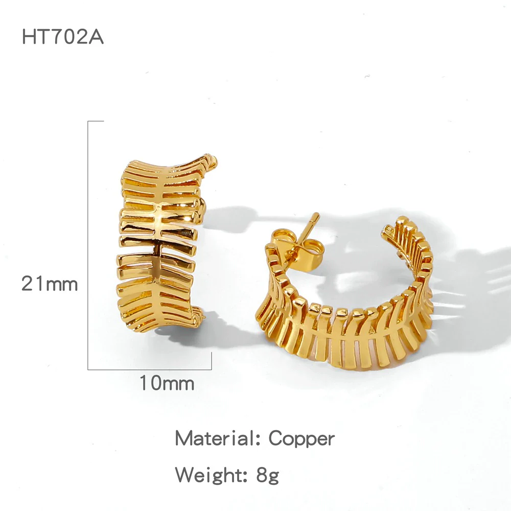 Wholesale Copper Geometric Irregular Round Electroplated Gold Earrings For Women - Image 10