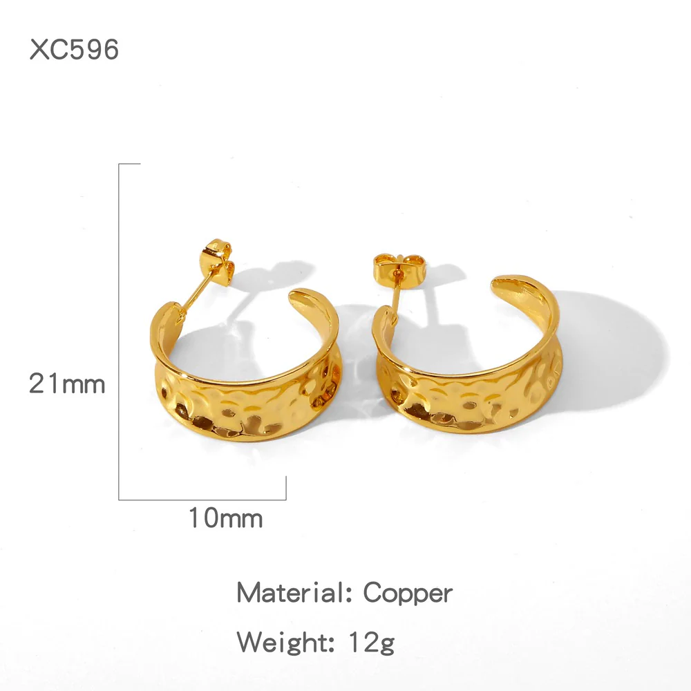Wholesale Copper Geometric Irregular Round Electroplated Gold Earrings For Women - Image 14