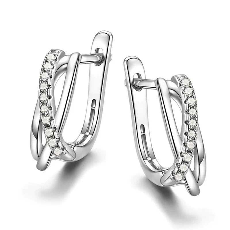Wholesale Copper Geometric Microinlaid Zircon Earring Buckles For Women