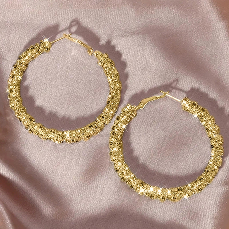 Wholesale Copper Geometric Particle Hoop Earrings For Women Electroplated Chic Style Jewelry - Image 3