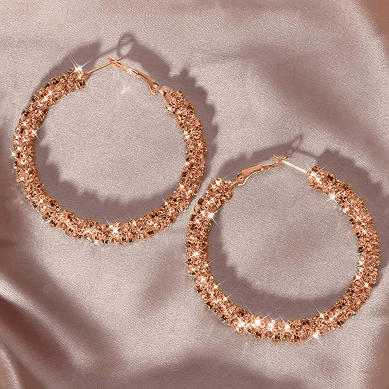 Wholesale Copper Geometric Particle Hoop Earrings For Women Electroplated Chic Style Jewelry - Image 5