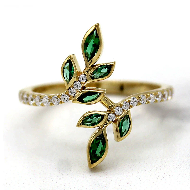 Wholesale Copper Geometric Ring With Olive Branch And Tender Leaf Pattern Dripping Oil Treatment For Women