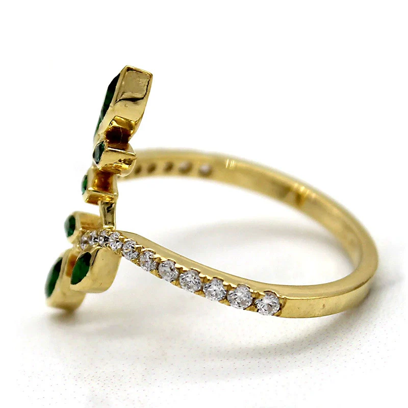 Wholesale Copper Geometric Ring With Olive Branch And Tender Leaf Pattern Dripping Oil Treatment For Women - Image 4