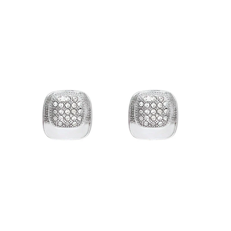 Wholesale Copper Geometric Square Microinlaid Zircon Electroplated Women's Earrings - Image 5