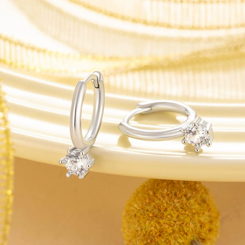 Wholesale Copper Geometric Zircon Earrings Sweet Style For Women And Unisex - Image 3