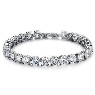 Wholesale Copper Geometric Zircon Jewelry Bracelet For Women With Diamond Design And White Golden Plated - Image 4