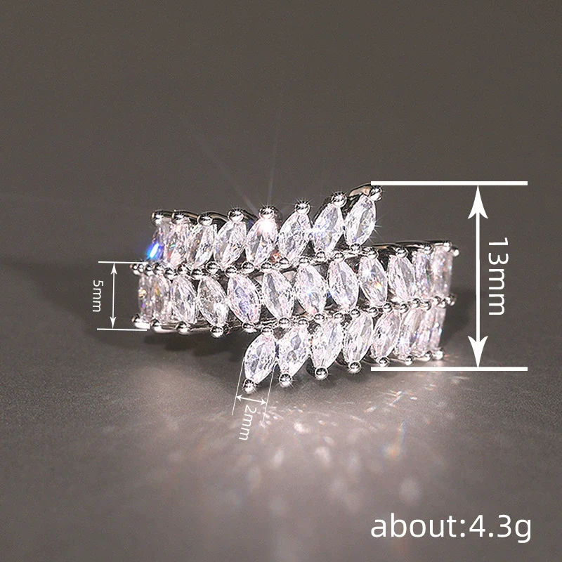 Wholesale Copper Geometric Zirconia Inlaid Marquise Ring For Women Niche Stylish Luxury Accessories - Image 4