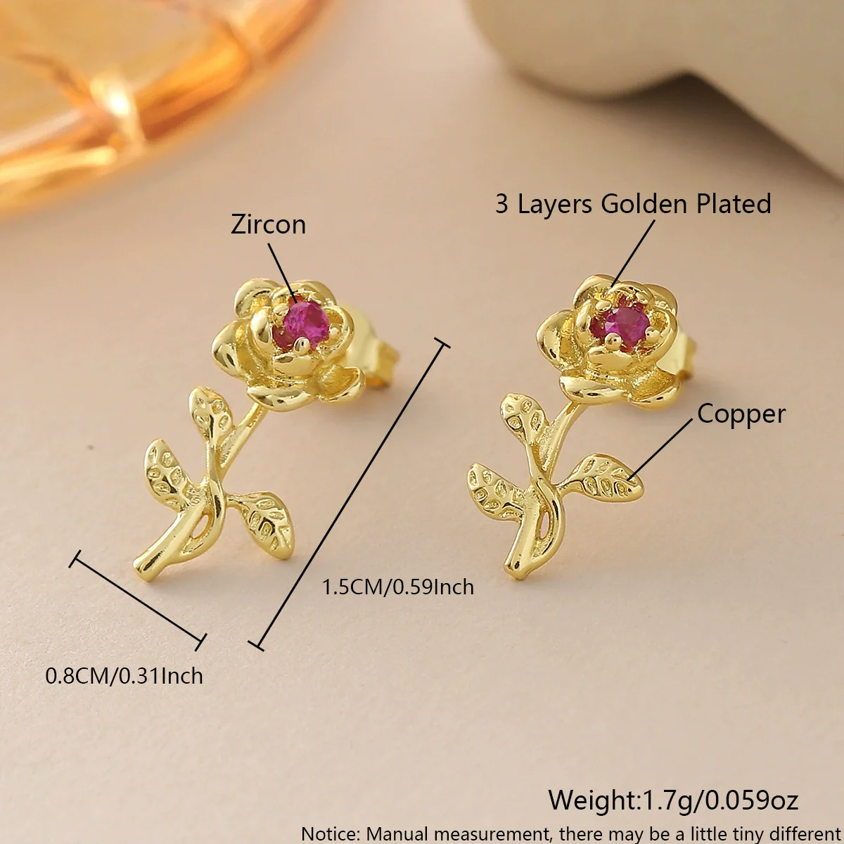 Wholesale Copper Goldplated Fruitshaped Diamondstudded Earrings For Women In Sweet Cool Style - Image 11