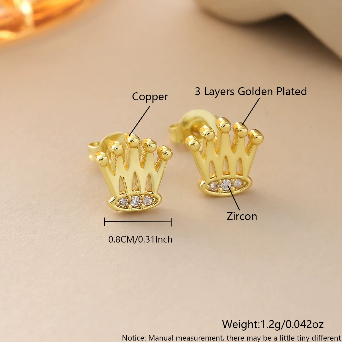 Wholesale Copper Goldplated Fruitshaped Diamondstudded Earrings For Women In Sweet Cool Style - Image 6